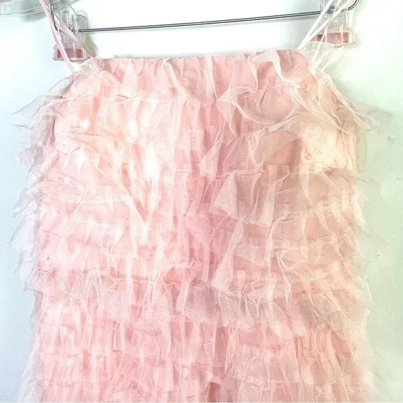 Ina Pink Ombre Ruffle Strapless Gown Sz Large - Picture 3 of 6